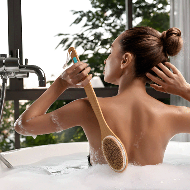 Double Sided Shower Brush with Long Handle