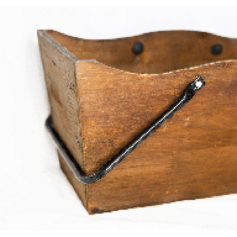 Wooden Decor Basket with Black Handles