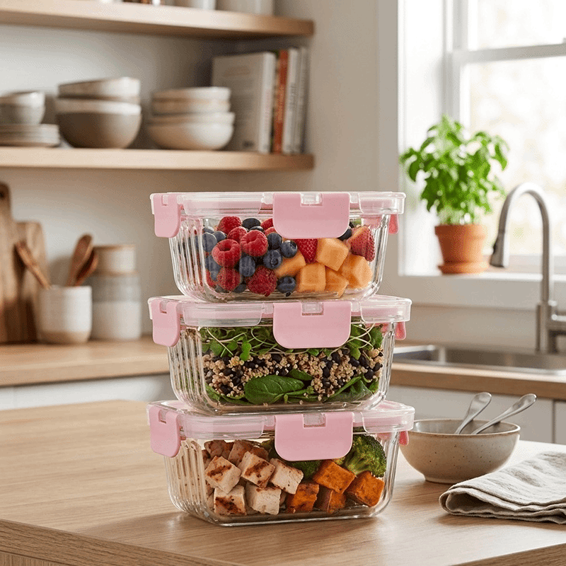 Pink 6pc 20oz Round LockLid Set