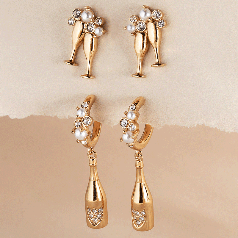 Champagne Drop Huggie Earrings