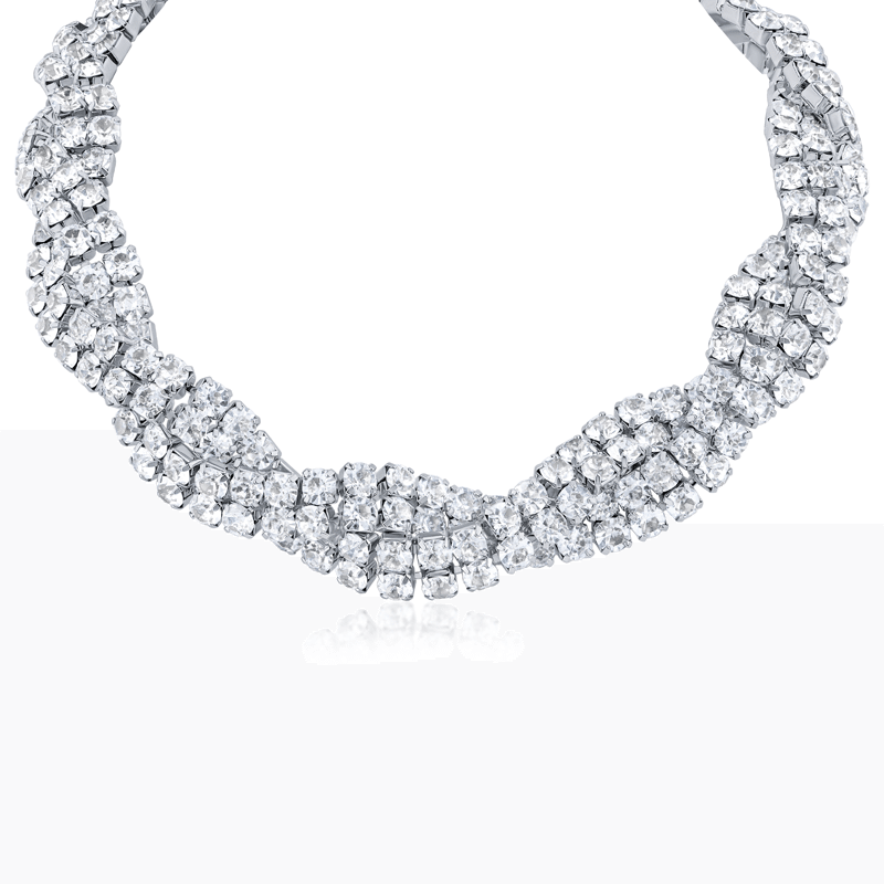 4-Row Crystal Braided Necklace