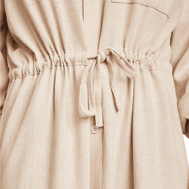 Linen Blend Cinched Shirtdress