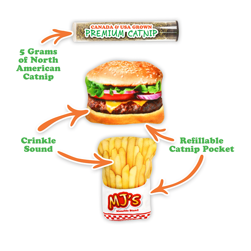 Get Hungry Burger and Fries Catnip Toy 2-Pack