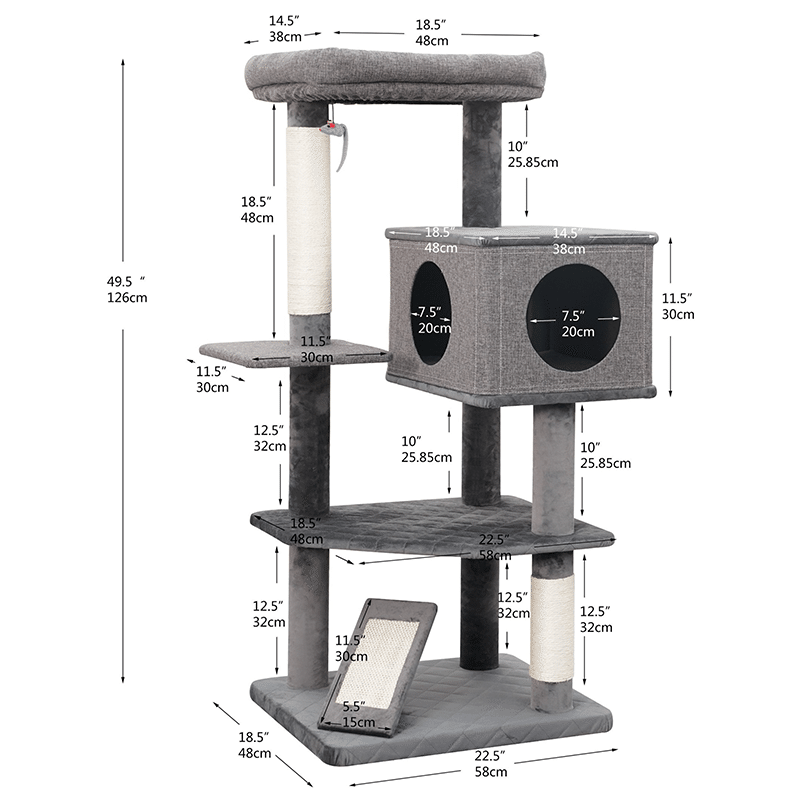 Yara 49" Linen & Sisal 7 Level Cat Tree