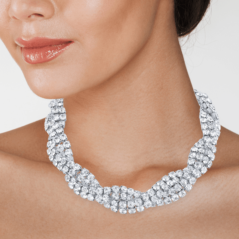 4-Row Crystal Braided Necklace