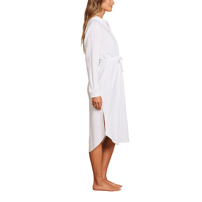 Linen Blend Cinched Shirtdress