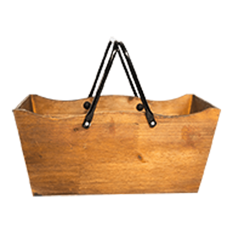 Wooden Decor Basket with Black Handles
