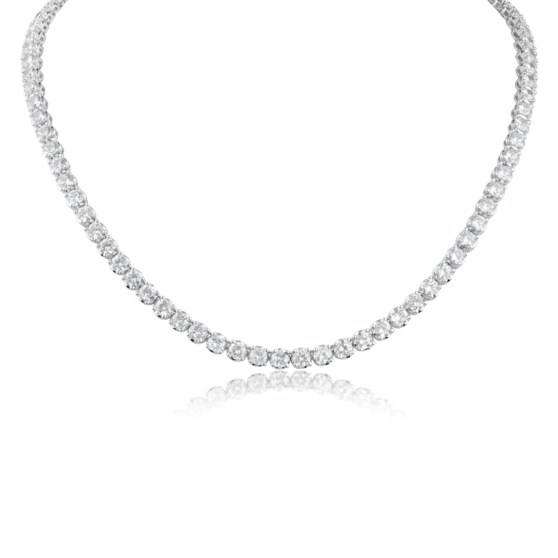 30 CTTW Round Cut CZ Tennis Necklace