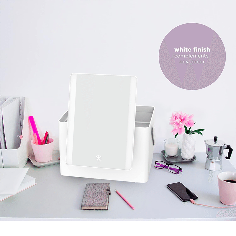 2-in-1 Lighted Makeup Mirror & Organizer Box