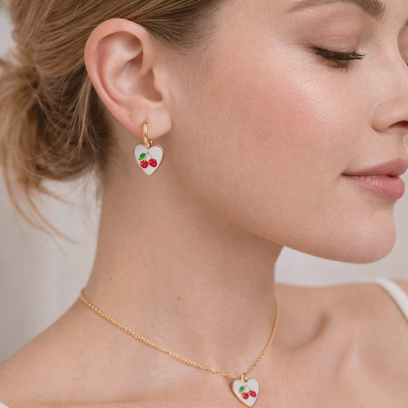 Sweet Cherry Necklace & Earring Set