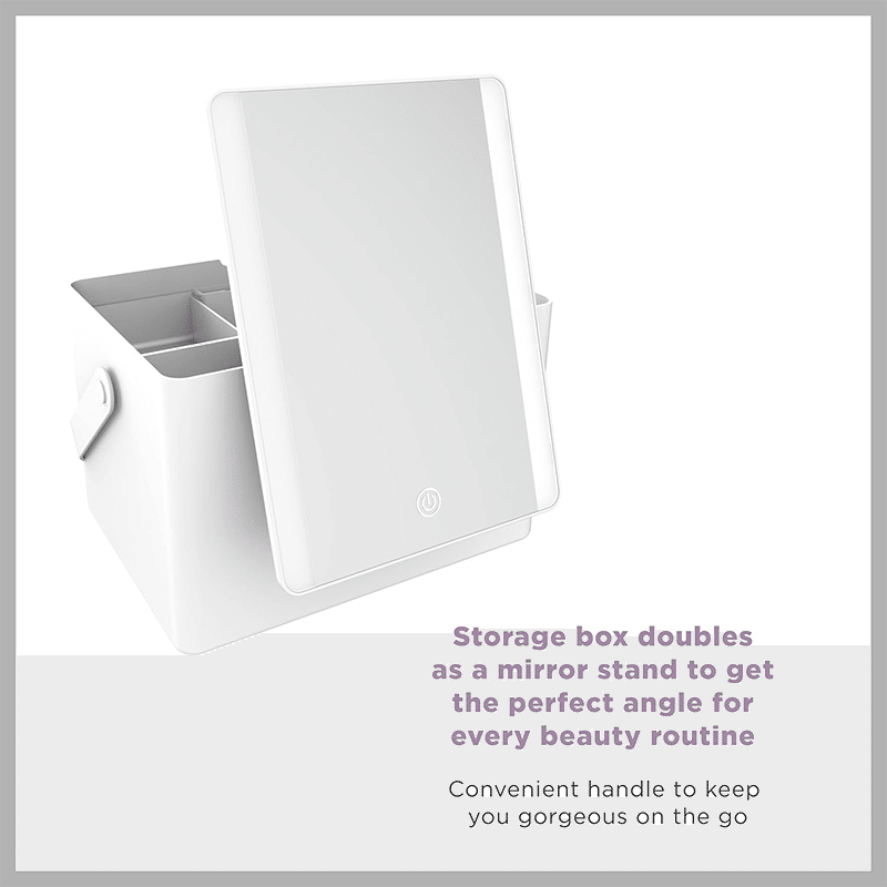 2-in-1 Lighted Makeup Mirror & Organizer Box