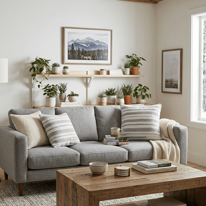 Cozychic Pillow - Grey Cream Stripe