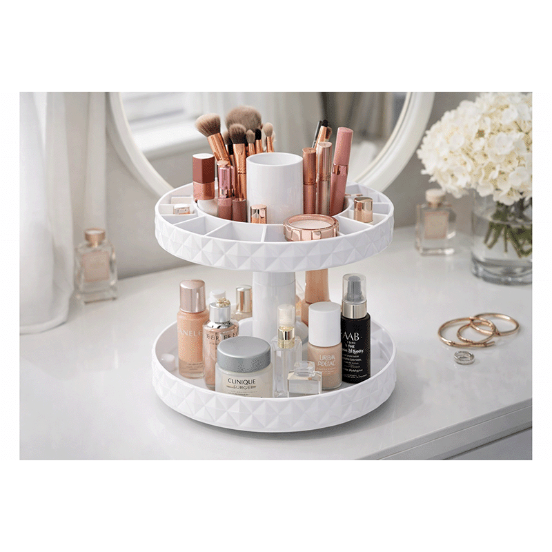 2 Tier Spinning Makeup Organizer
