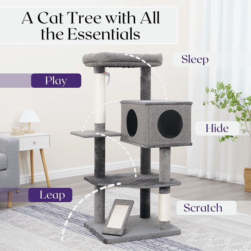 Yara 49" Linen & Sisal 7 Level Cat Tree