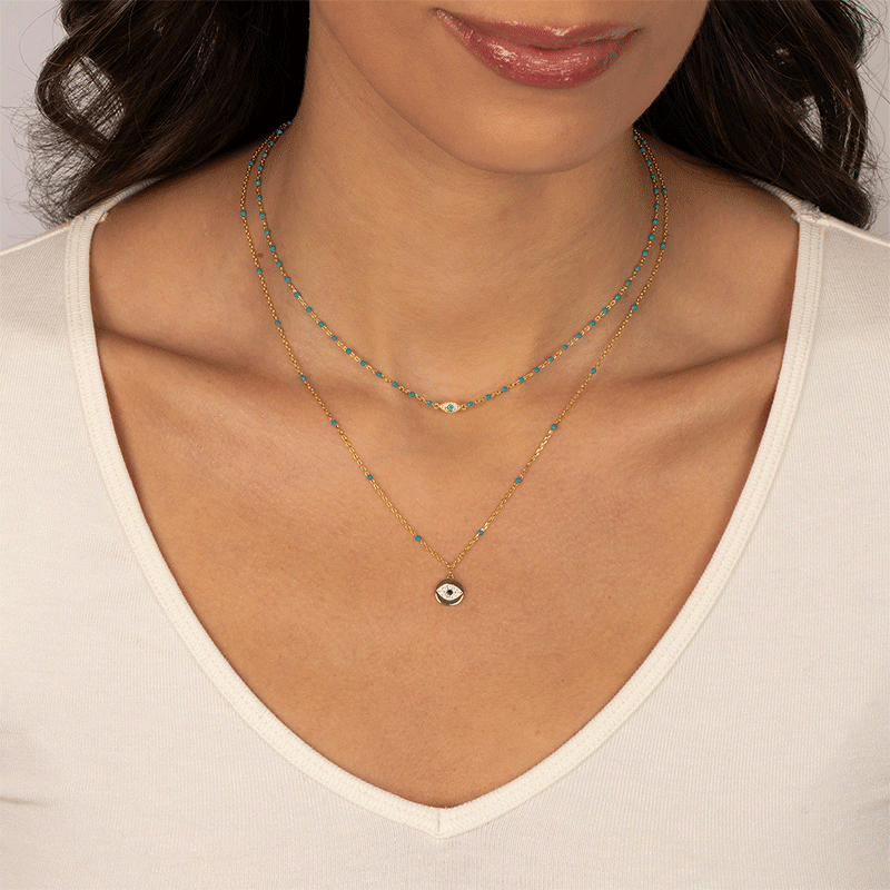 Colored Enamel Evil Eye Choker