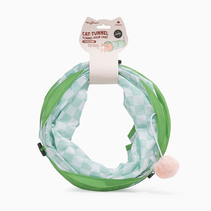 Green Plaid Cat Tunnel