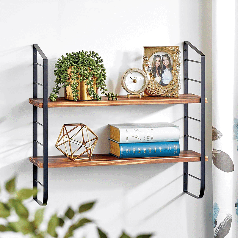 2 Tier Wooden Floating Shelf