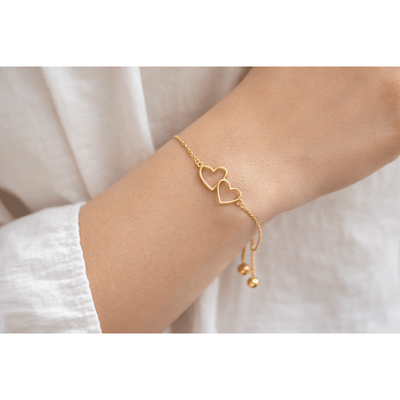 Double Heart Adjustable Bracelet