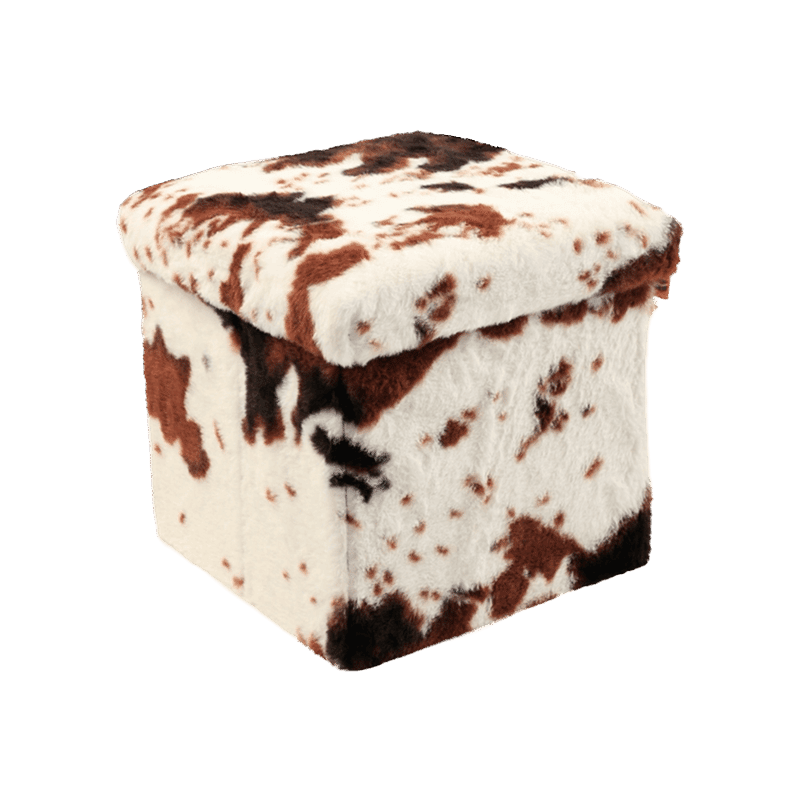 Brown/White Cowhide 3 in 1 Storage Ottoman