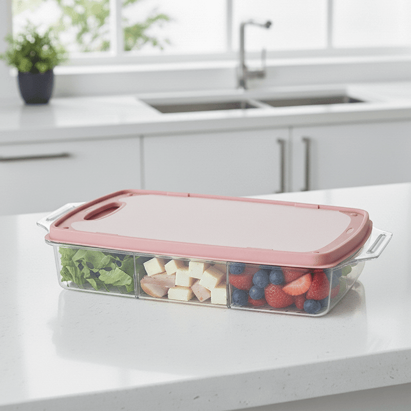 Pink 118oz Snack Box with Cutting Board