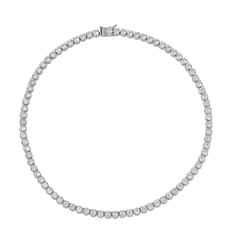 30 CTTW Round Cut CZ Tennis Necklace