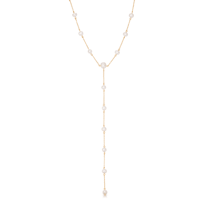 Dripping Pearl Lariat Necklace