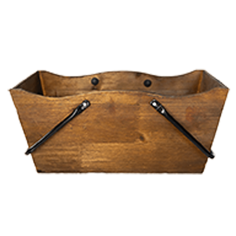 Wooden Decor Basket with Black Handles