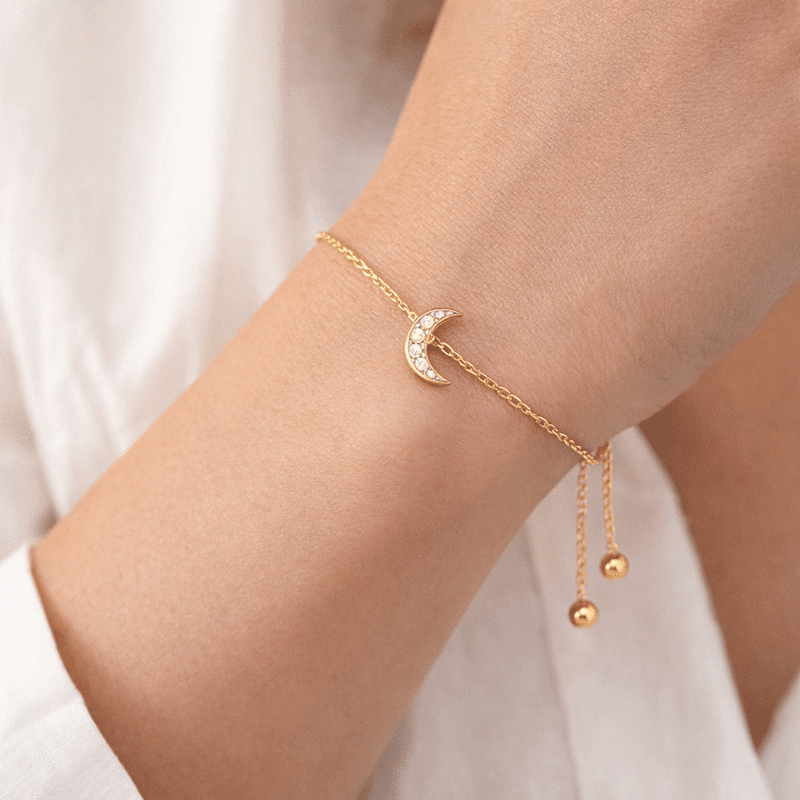 Crystal Moon Adjustable Bracelet