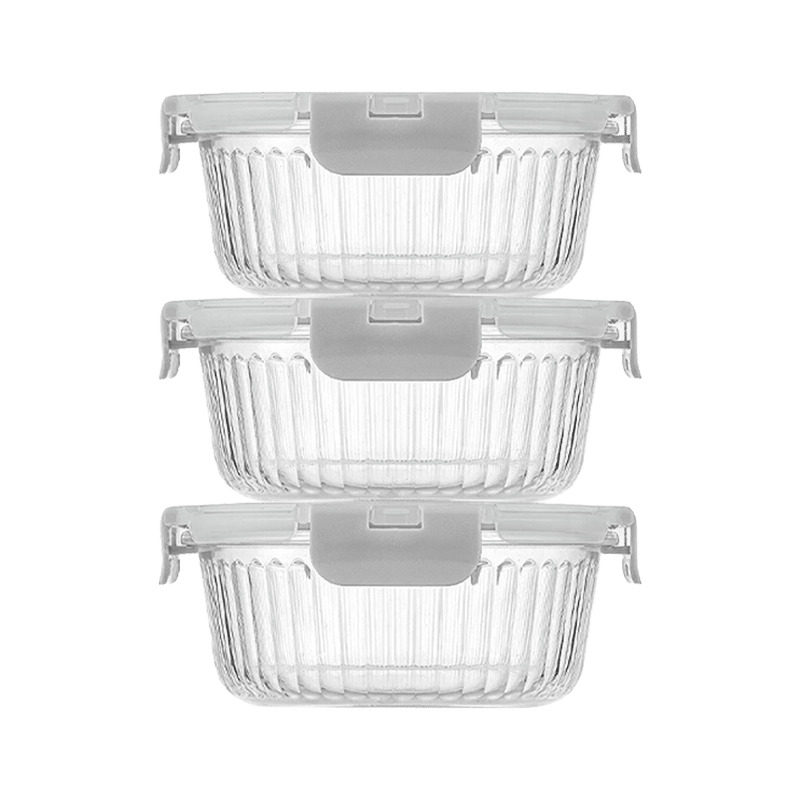 Grey 6pc 20oz Round LockLid Set