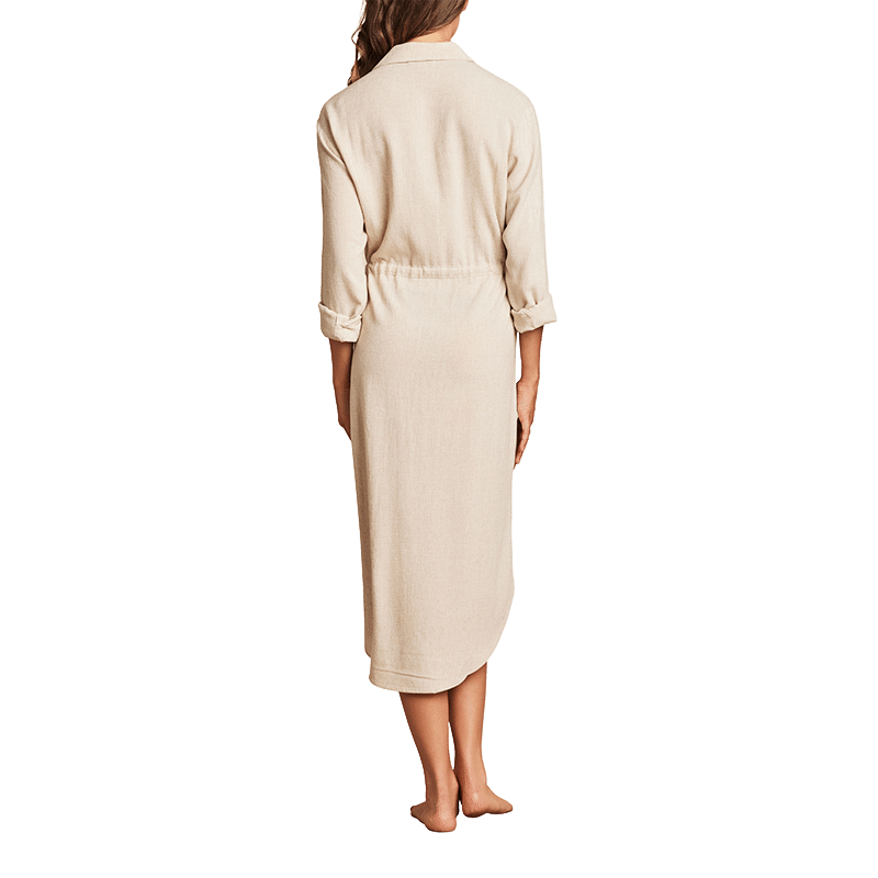 Linen Blend Cinched Shirtdress