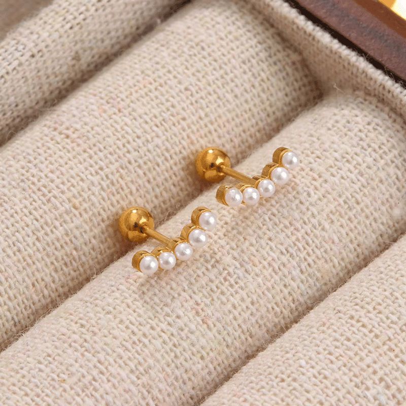 5 Pearl Stud Earrings