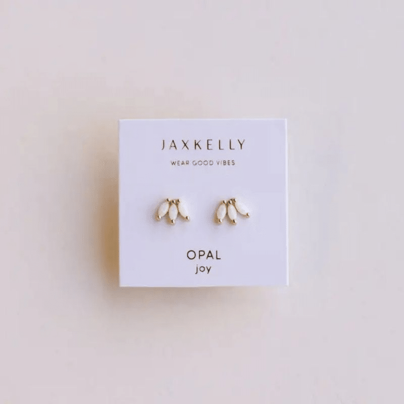 18K Gold Plated Opal Crown Stud Earring