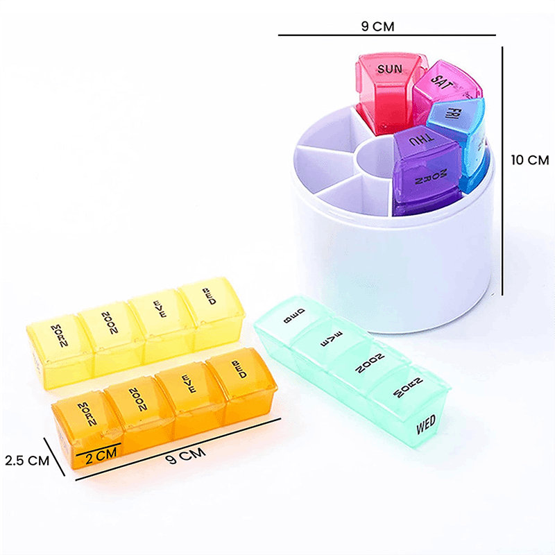 4 Section Cylinder Weekly Pill Manager