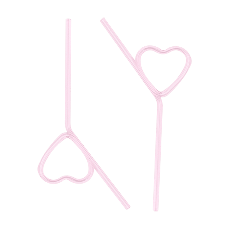 Glass Straw Set, Heart