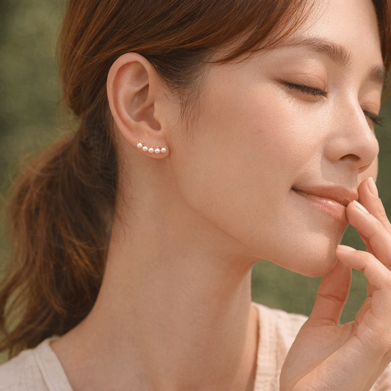 5 Pearl Stud Earrings