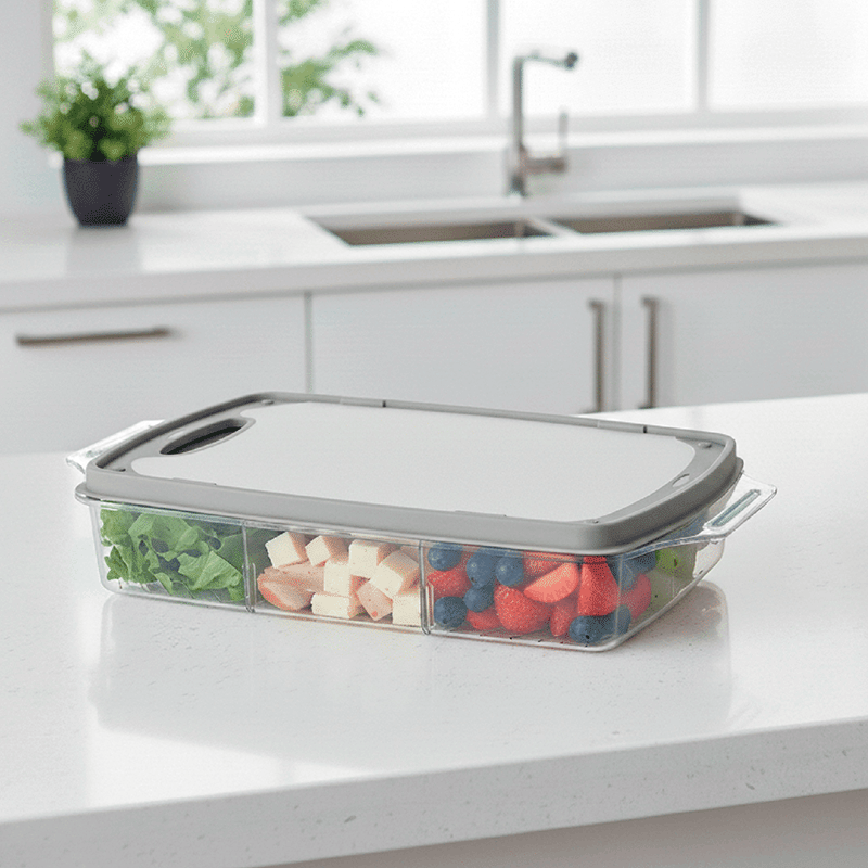 Grey 118oz Snack Box with Cutting Board