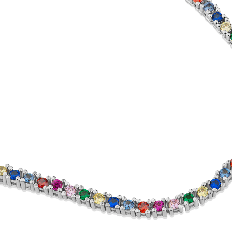 20 CTTW Round Cut CZ Multi-Color Tennis Necklace
