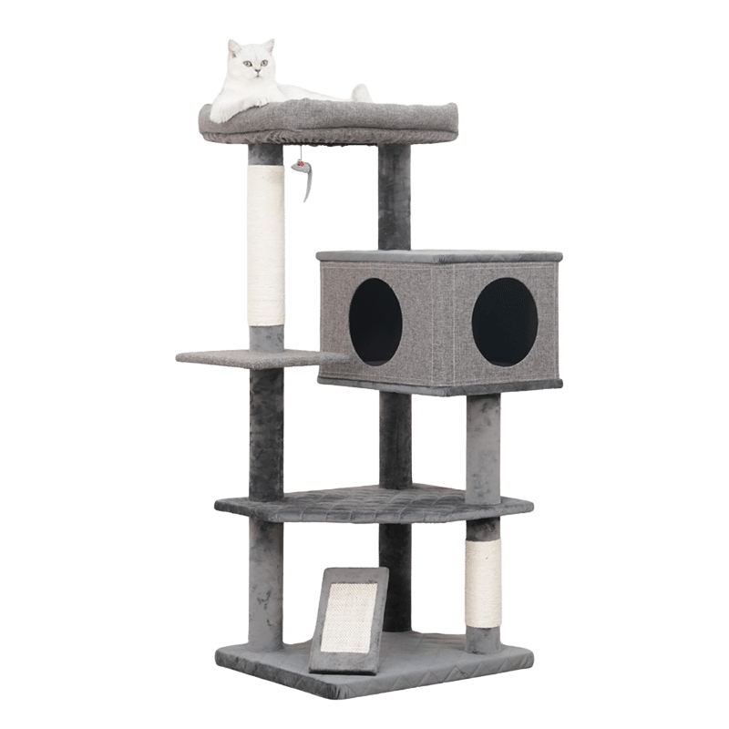 Yara 49" Linen & Sisal 7 Level Cat Tree