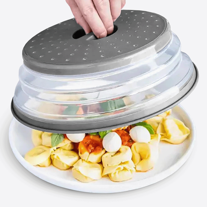 Collapsible Microwave Splatter Cover with Steam Vents