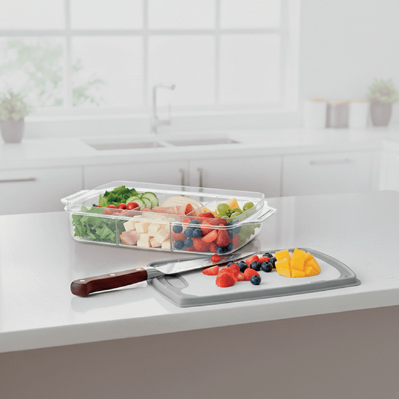 Grey 118oz Snack Box with Cutting Board