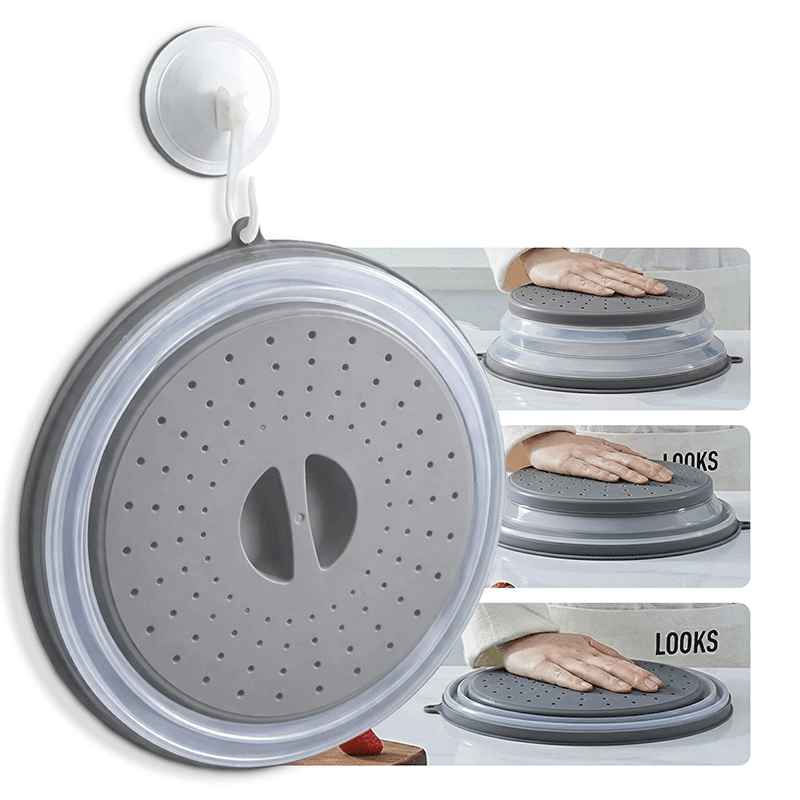 Collapsible Microwave Splatter Cover with Steam Vents