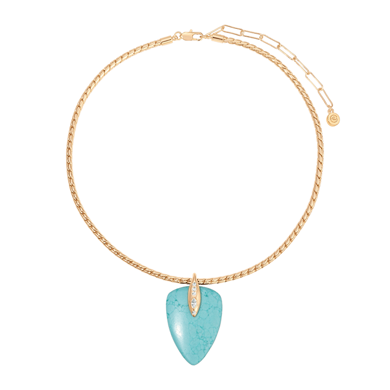 18K Gold Plated Turquoise Solstice Pendant Choker