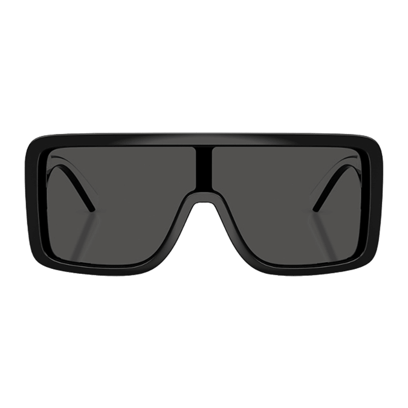 Polished Black Rectangular Sunglasses