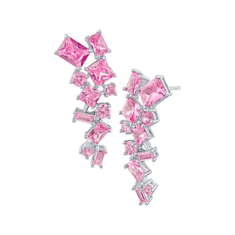 16 CTTW Emerald & Round Cut Scatter Drop Earrings