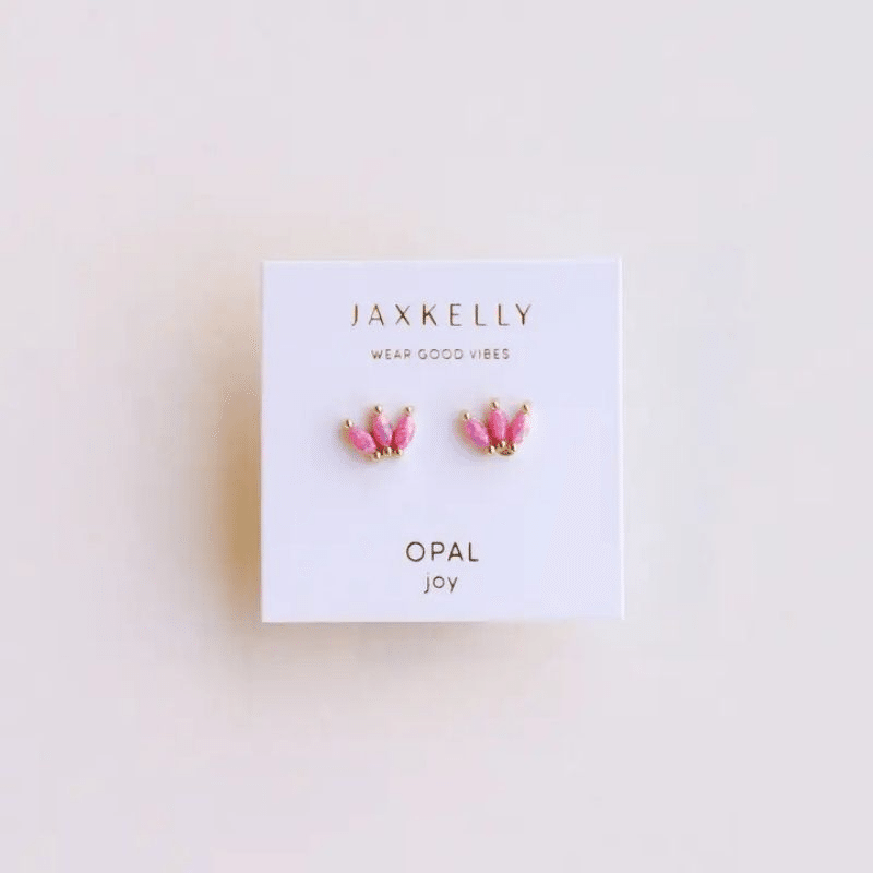 18K Gold Plated Opal Crown Stud Earring