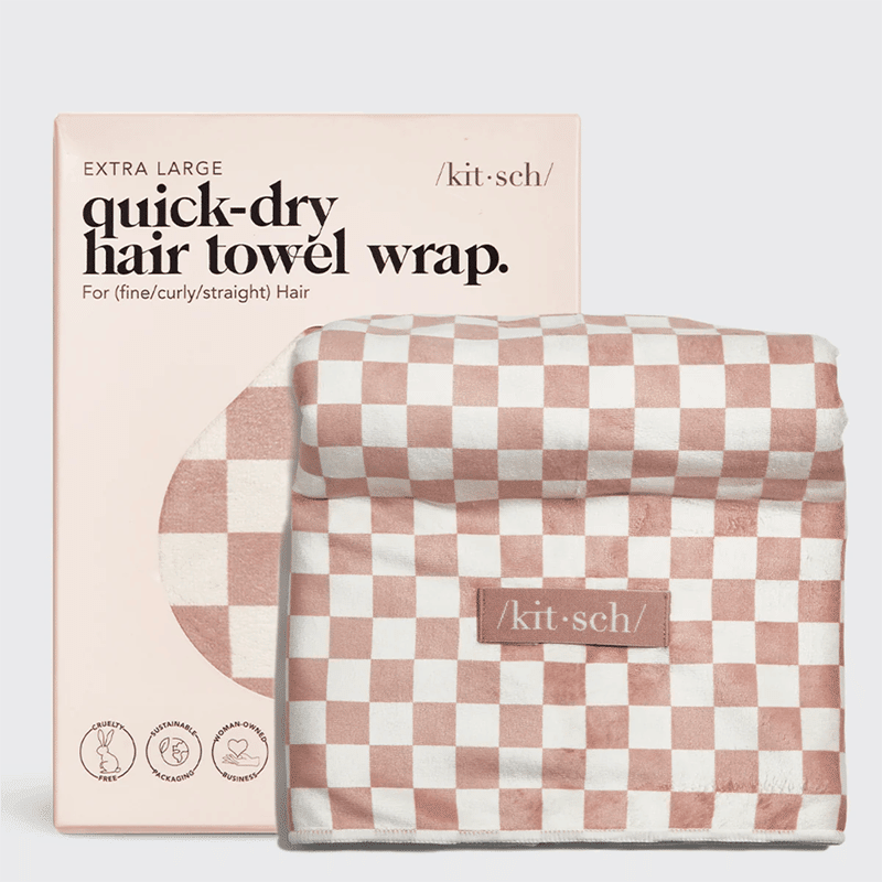 XL Hair Towel Terracotta Checker