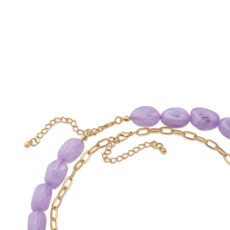 Double Necklace with Oval Links & Lavender Stones