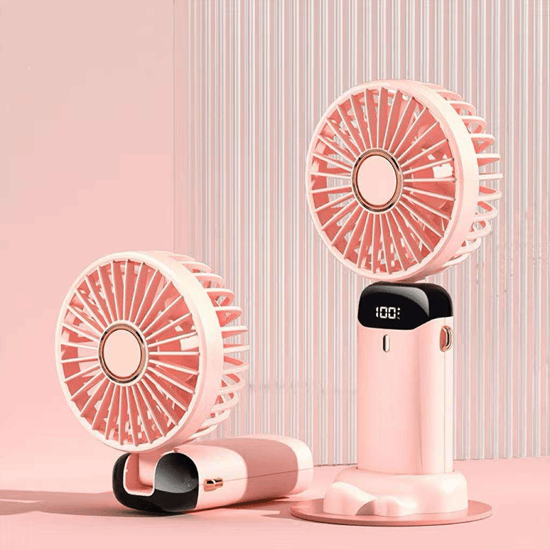 Digital Folding Fan with Stand