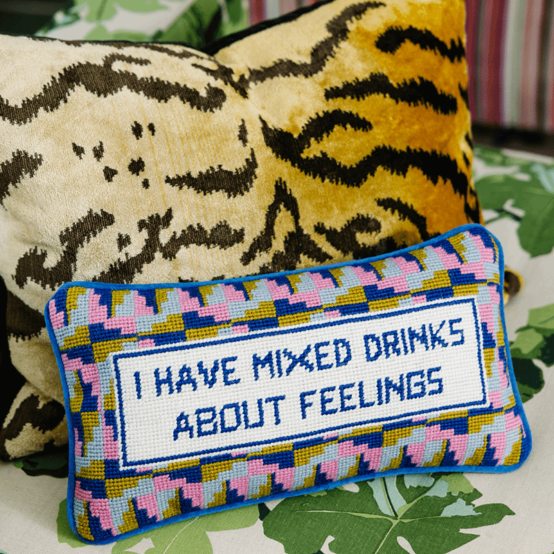 Mixed Drinks Needlepoint Pillow