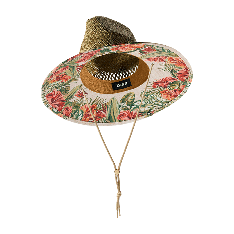 Straw Lifeguard Hat with Printed Brim